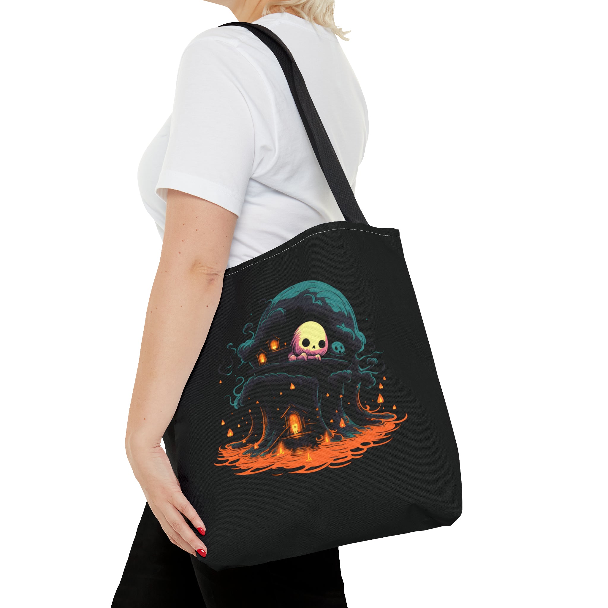 A Place to Hide | Cute Halloween Cat Tote Bag | Spooky Tote Bag | Spooky Accessories | Tote Bag (AOP)