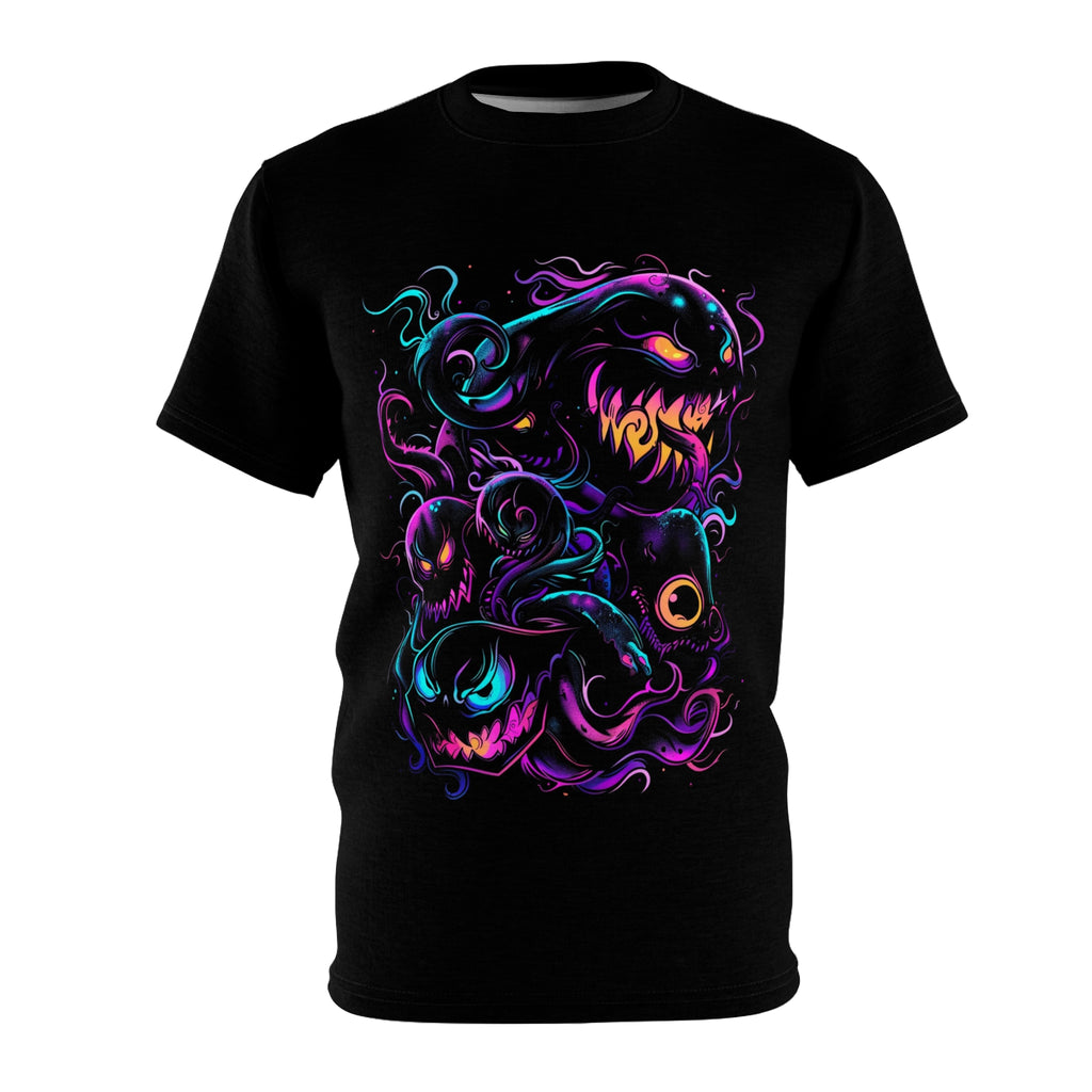 Unleashed | Horror T-Shirt | Spooky, Neon, Halloween Apparel | Unisex Cut & Sew Tee (AOP)
