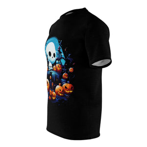 Ghost Moon | Cute Halloween Horror Apparel T-Shirt | Unisex Cut & Sew Tee (AOP)