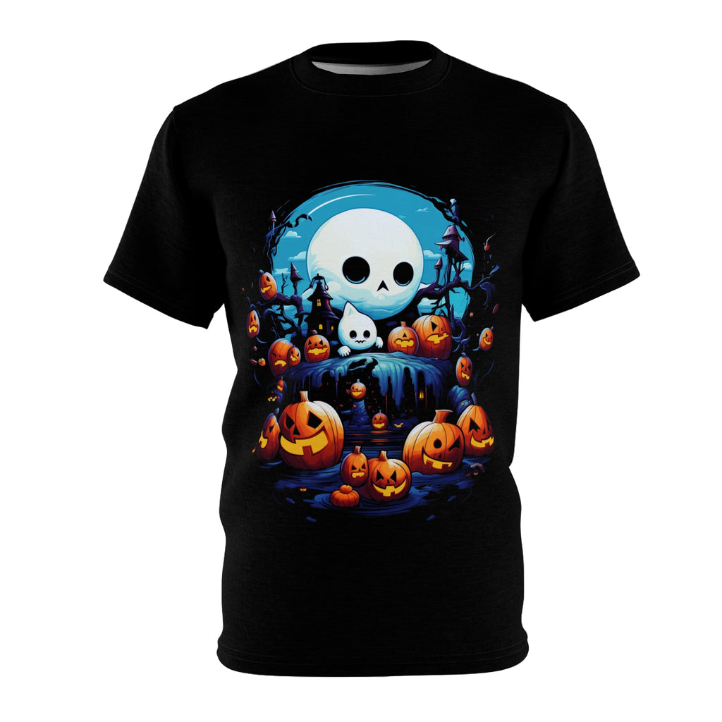 Ghost Moon | Cute Halloween Horror Apparel T-Shirt | Unisex Cut & Sew Tee (AOP)