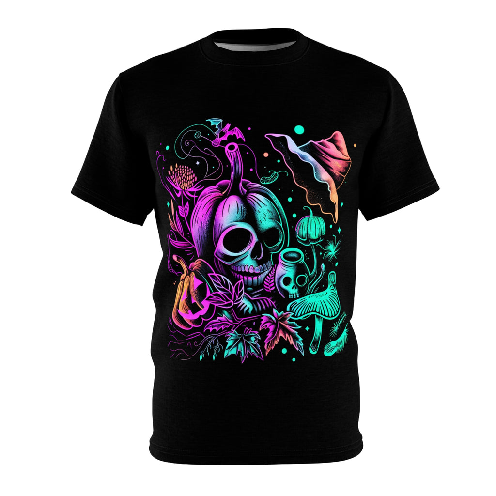 Initiation | Neon and Black Horror Shirt | Spooky | T-Shirt | Halloween | Unisex Cut & Sew Tee (AOP)