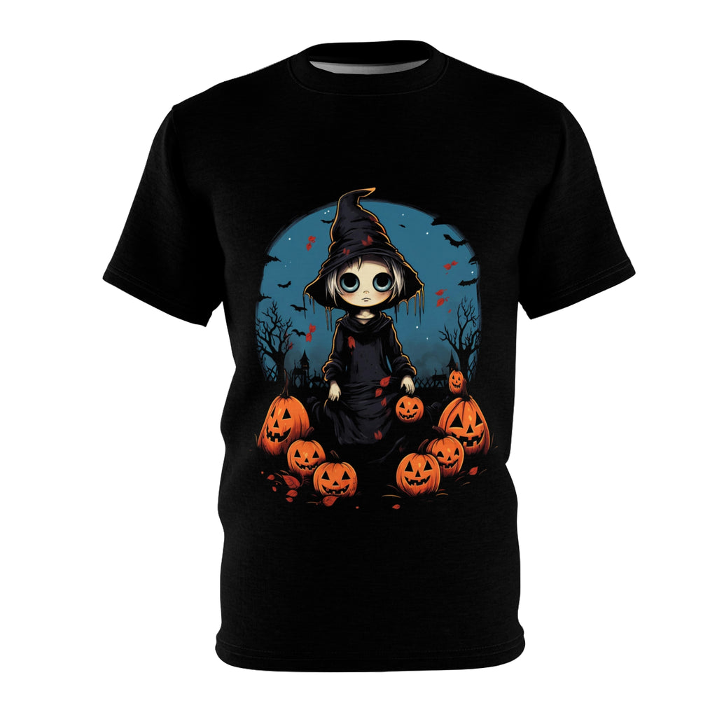 Haunted Happy Place | Cute Halloween Horror Apparel T-Shirt | Unisex Cut & Sew Tee (AOP)