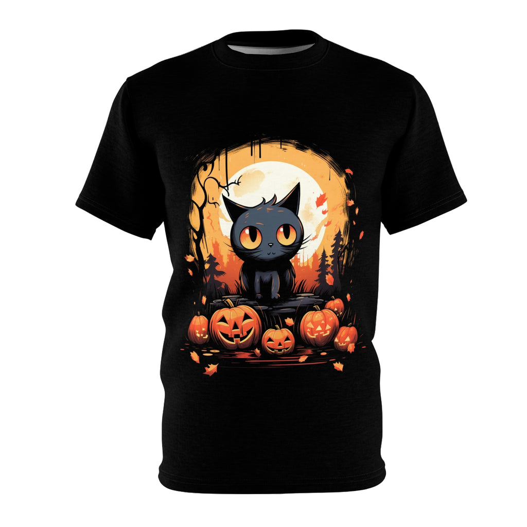 All Hallows Kitty | Horror and Halloween Apparel | Unisex Cut & Sew Tee (AOP)