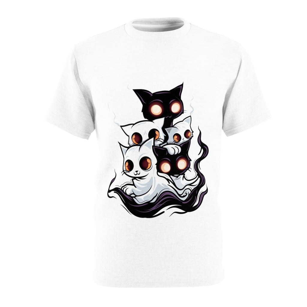 Pile of Purrfect | Cute Cat T-Shirt | Halloween Apparel | Spooky Clothing | Unisex Cut & Sew Tee (AOP)